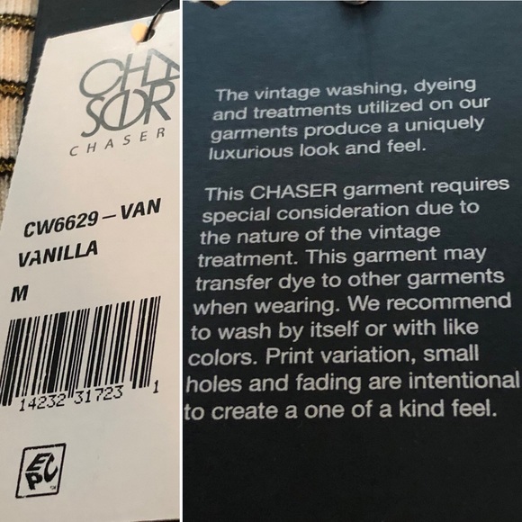 NWT CHASER Long Sleeve Cold Shoulder Top with Black & Metallic Gold Stripes Med - Picture 13 of 16